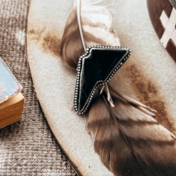 Black obsidian bolt ring size 7.5 - Picture 2 of 5